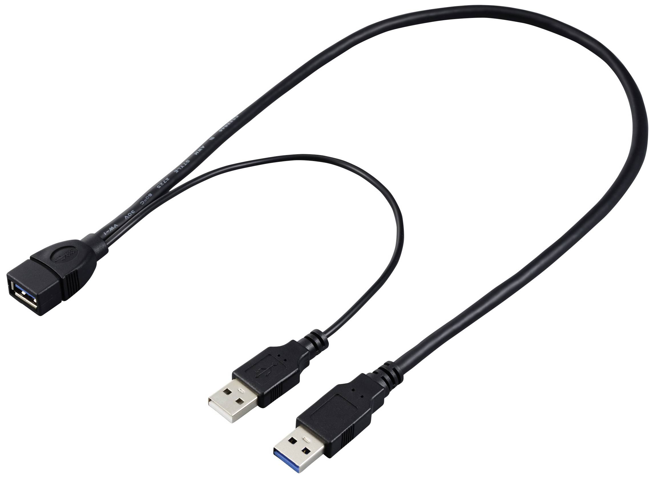 Renkforce RF-5719752 USB-kabel USB 3.0 USB-A stekker, USB-A bus 0.50 m Zwart
