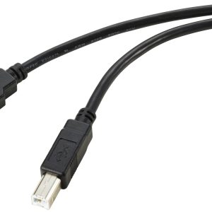 Renkforce RF-5720372 USB-kabel USB 2.0 USB-A stekker, USB-B stekker 20.00 m Zwart Afscherming gevlochten
