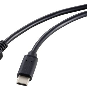 Renkforce RF-5720396 USB-kabel USB 2.0 USB-C stekker, USB-micro-B stekker 1.80 m Zwart Afscherming totaal