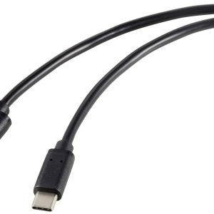 Renkforce RF-5720398 USB-kabel USB 2.0 USB-C stekker, USB-A stekker 1.80 m Zwart Afscherming totaal