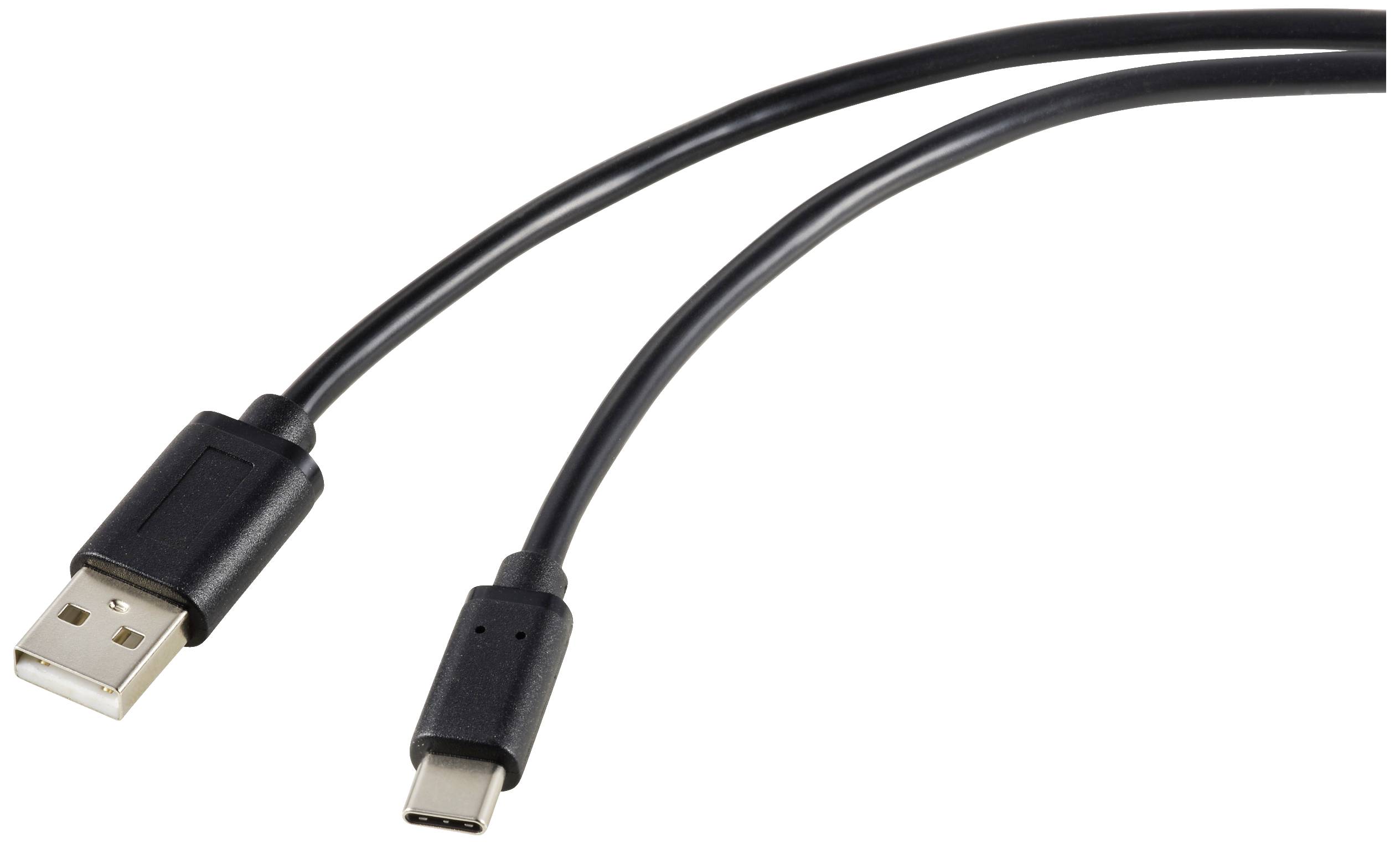 Renkforce RF-5720398 USB-kabel USB 2.0 USB-C stekker, USB-A stekker 1.80 m Zwart Afscherming totaal