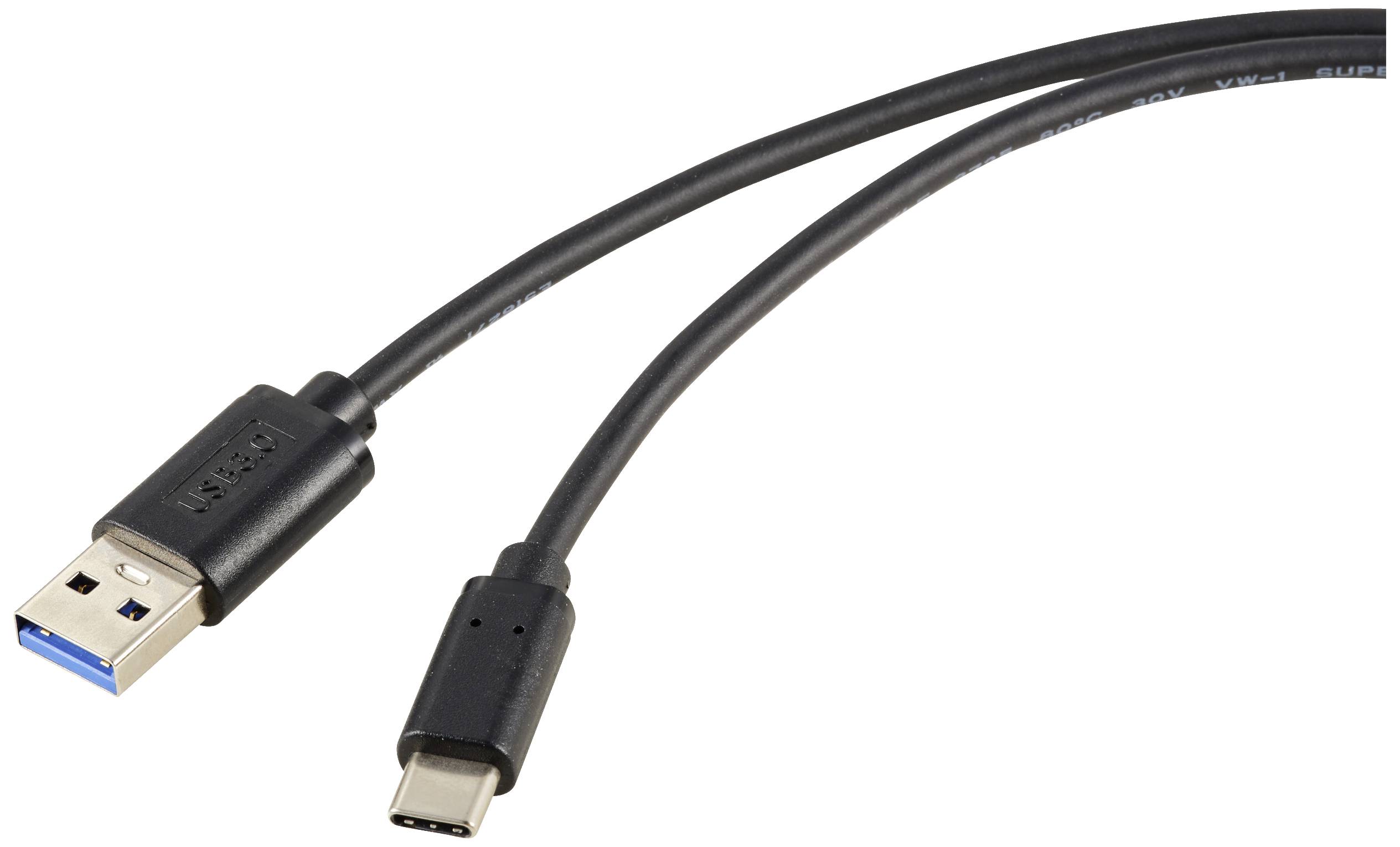 Renkforce RF-5720404 USB-kabel USB 3.2 Gen2 USB-C stekker, USB-A stekker 1.00 m Zwart Afscherming totaal