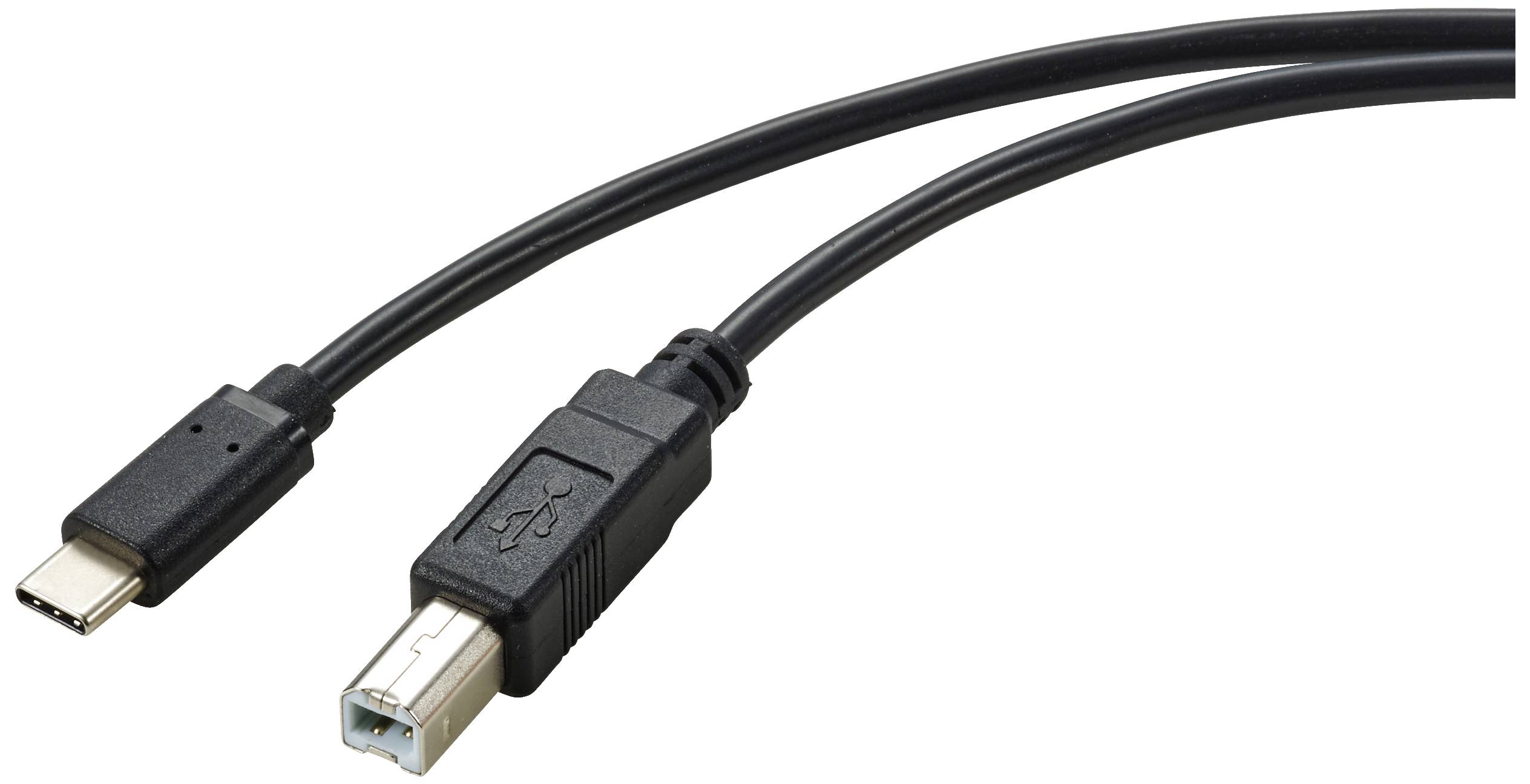 Renkforce RF-5720420 USB-kabel USB 2.0 USB-C stekker, USB-B stekker 2.00 m Zwart Afscherming totaal