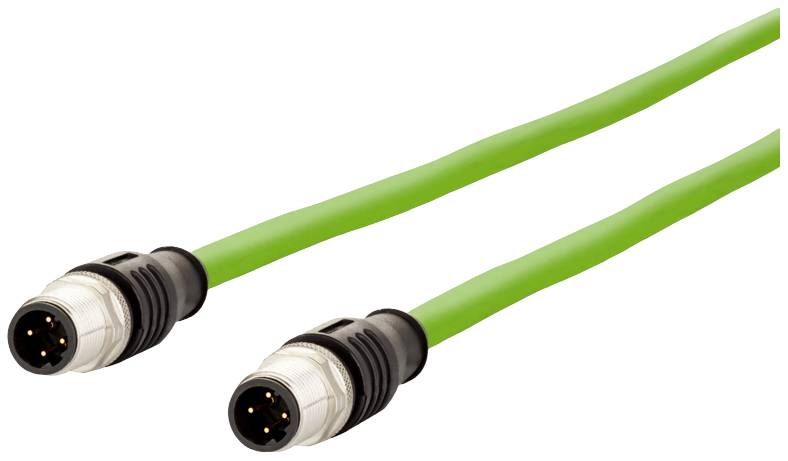 Metz Connect 142M1D11050 M12 Netwerkkabel, patchkabel CAT 5e SF/FTP 5.00 m Groen PUR-mantel, Zuurbestendig, Ozonbestendi
