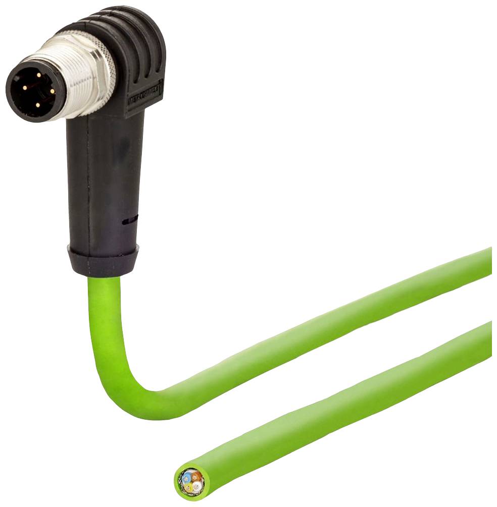 Metz Connect 142M1D90100 M12 Netwerkkabel, patchkabel CAT 5e SF/FTP 10.00 m Groen PUR-mantel, Zuurbestendig, Ozonbestend