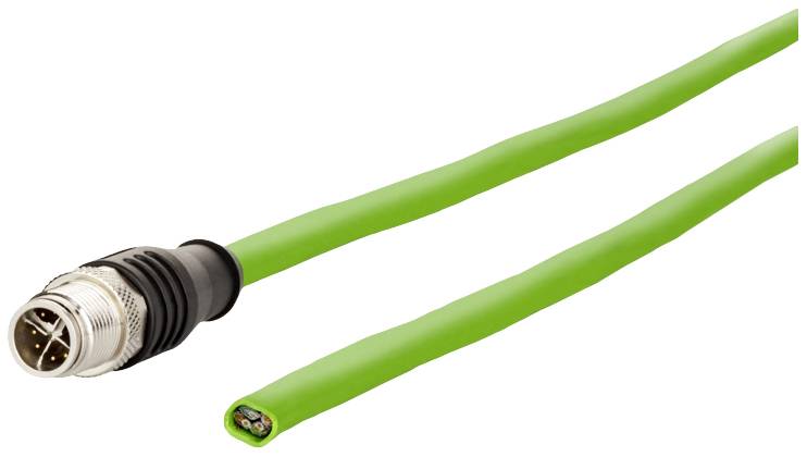 Metz Connect 142M2X10050 M12 Netwerkkabel, patchkabel CAT 6A S/FTP 5.00 m Groen PUR-mantel, Zuurbestendig, Ozonbestendig