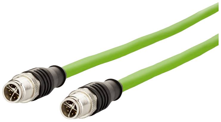 Metz Connect 142M2X11050 M12 Netwerkkabel, patchkabel CAT 6A S/FTP 5.00 m Groen PUR-mantel, Zuurbestendig, Ozonbestendig