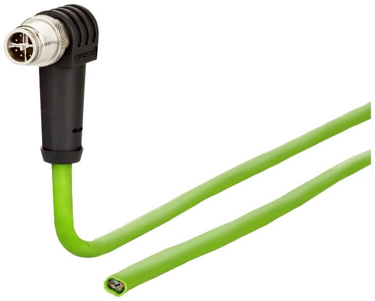 Metz Connect 142M2XC0020 M12 Netwerkkabel, patchkabel CAT 6A S/FTP 2.00 m Groen PUR-mantel, Zuurbestendig, Ozonbestendig