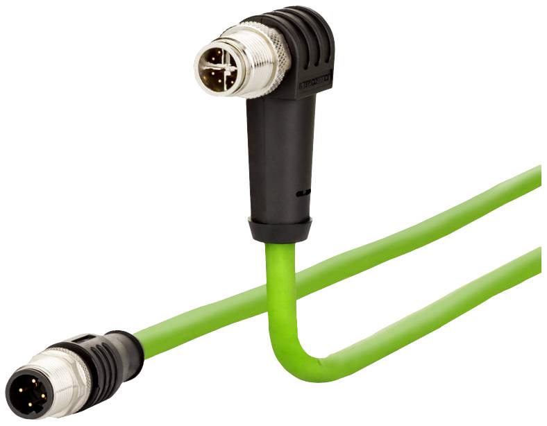 Metz Connect 142M2X1B020 M12 Netwerkkabel, patchkabel CAT 6A S/FTP 2.00 m Groen PUR-mantel, Zuurbestendig, Ozonbestendig