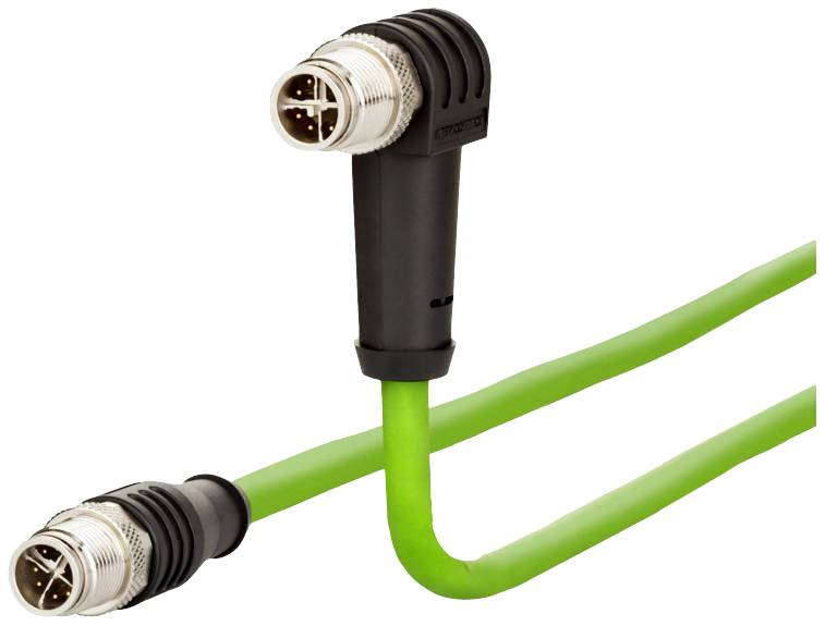Metz Connect 142M2X1C020 M12 Netwerkkabel, patchkabel CAT 6A S/FTP 2.00 m Groen PUR-mantel, Zuurbestendig, Ozonbestendig