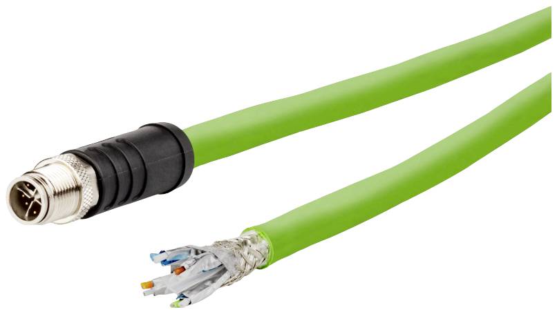 Metz Connect 142M6X10020 M12 Netwerkkabel, patchkabel CAT 6A SF/UTP 2.00 m Groen PUR-mantel, Zuurbestendig, Ozonbestendi