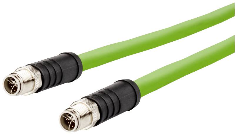Metz Connect 142M6X11020 M12 Netwerkkabel, patchkabel CAT 6A SF/UTP 2.00 m Groen PUR-mantel, Zuurbestendig, Ozonbestendi