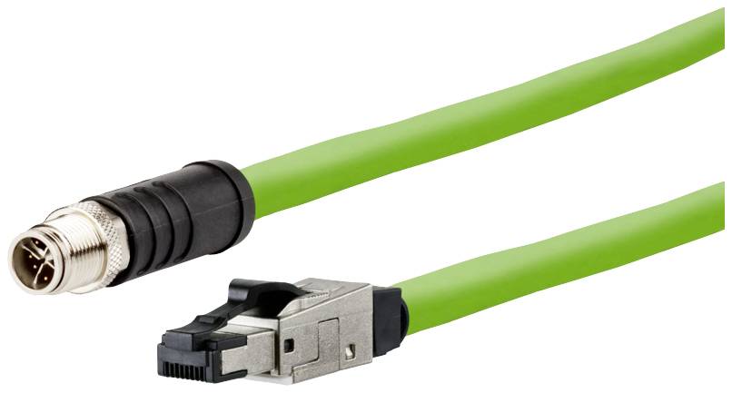 Metz Connect 142M6X18020 M12 Netwerkkabel, patchkabel CAT 6A SF/UTP 2.00 m Groen PUR-mantel, Zuurbestendig, Ozonbestendi