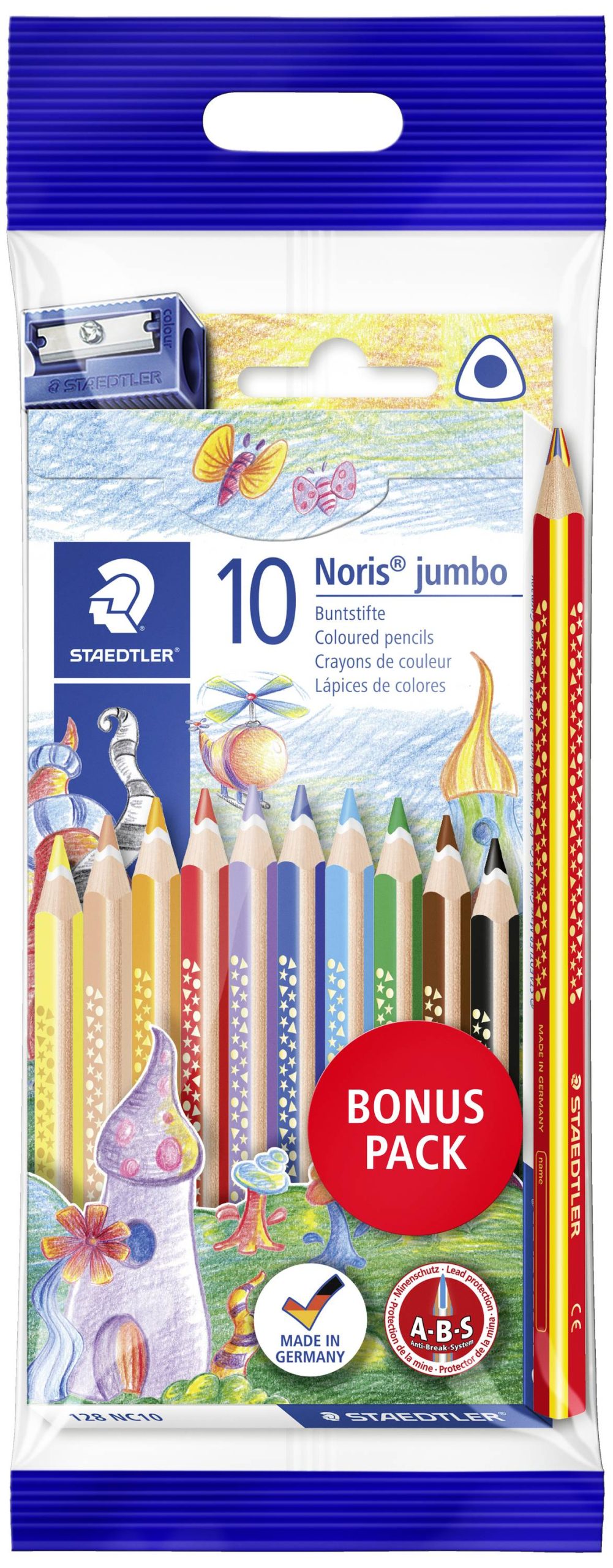 Staedtler Kleurpotlood Noris® jumbo 128 Ergonomisch, Driehoek 61 SET8 Geel, Huidkleuren, Oranje, Rood, Violet, Blauw, Li