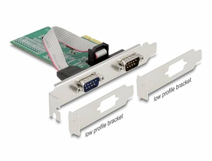 Delock 89555 2 poorten Seriële interfacekaart PCI-Express, RS232 PCIe x1