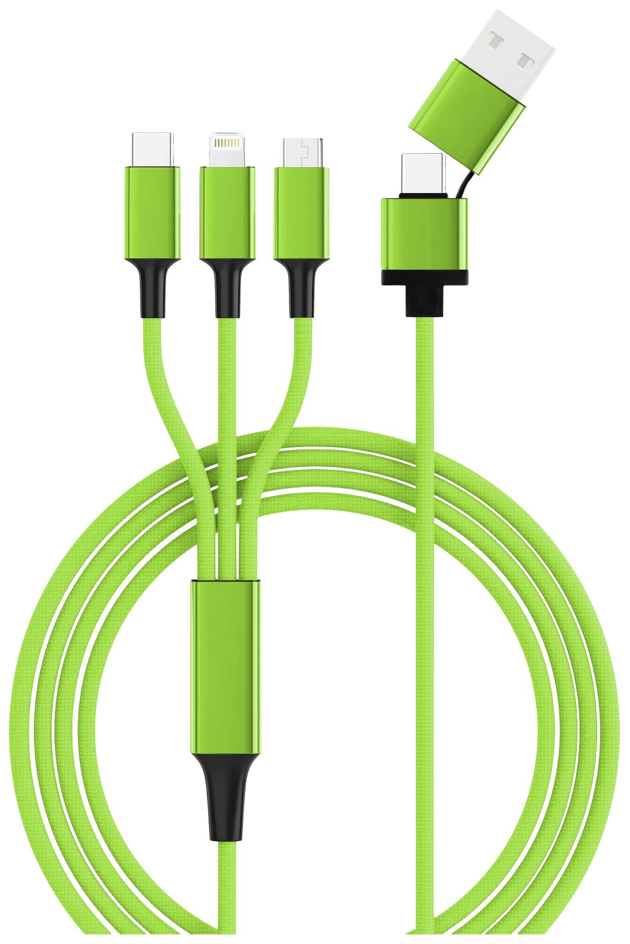Smrter SMRTER_HYDRA_ULT_GN USB-laadkabel USB 2.0 Apple Lightning stekker, USB-A stekker, USB-C stekker, USB-micro-B stek