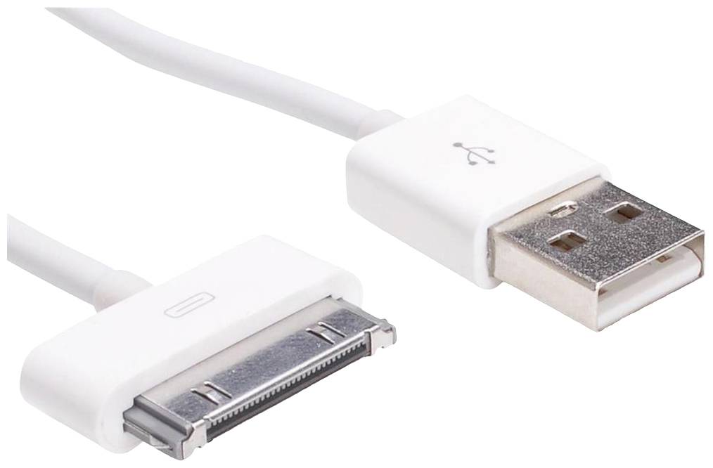 Akyga AK-USB-08 USB-kabel USB-A stekker, Apple 30-pins stekker 1.00 m Wit