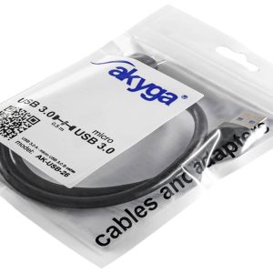 Akyga AK-USB-26 USB-kabel USB-A stekker, USB-micro-B 3.0 stekker 0.50 m Zwart Akyga AK-USB-26 USB-kabel USB-A stekker, USB-micro-B 3.0 stekker 0.50 m Zwart