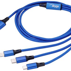 Akyga AK-USB-27 USB-kabel USB-A stekker, Apple Lightning stekker, USB-C stekker, USB-micro-A stekker 1.20 m Blauw Akyga AK-USB-27 USB-kabel USB-A stekker, Apple Lightning stekker, USB-C stekker, USB-micro-A stekker 1.20 m Blauw