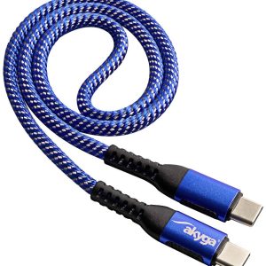 Akyga AK-USB-36 USB-kabel USB 2.0 USB-C stekker, USB-C stekker 0.50 m Blauw Gesleeved Akyga AK-USB-36 USB-kabel USB 2.0 USB-C stekker, USB-C stekker 0.50 m Blauw Gesleeved