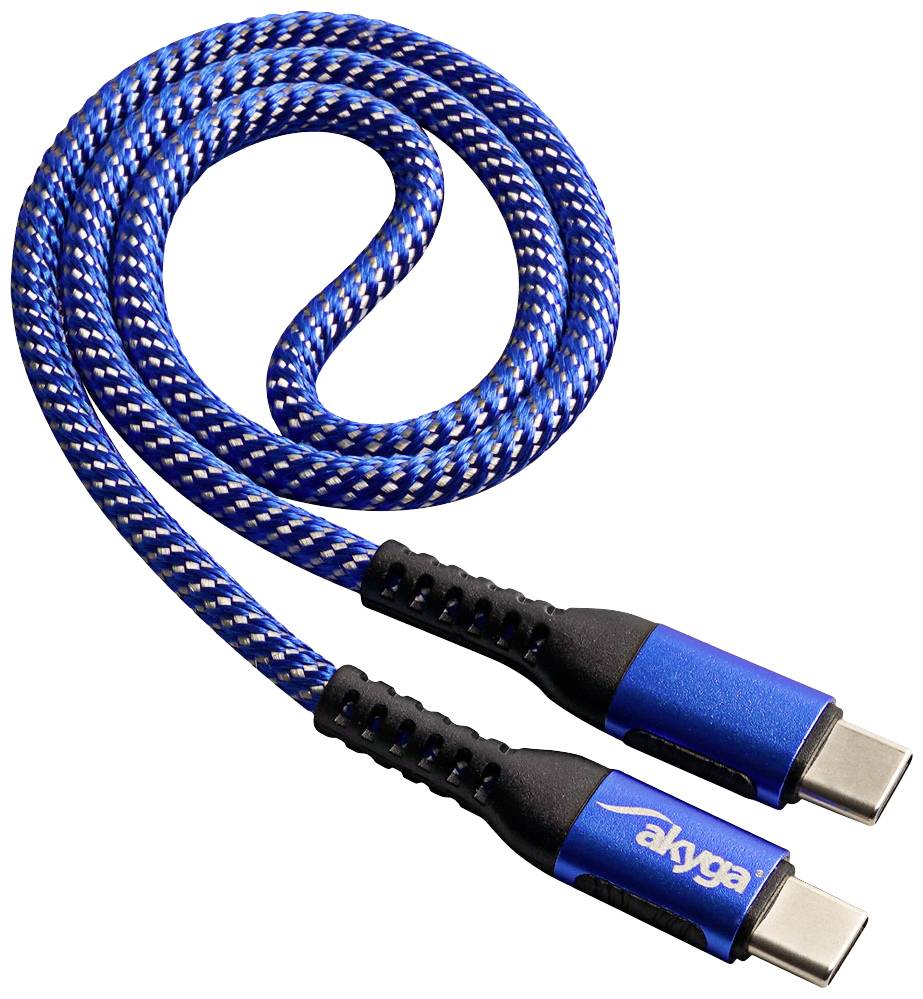 Akyga AK-USB-36 USB-kabel USB 2.0 USB-C stekker, USB-C stekker 0.50 m Blauw Gesleeved