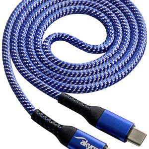 Akyga AK-USB-37 USB-kabel USB 2.0 USB-C stekker, USB-C stekker 1.00 m Blauw Slijtvast Akyga AK-USB-37 USB-kabel USB 2.0 USB-C stekker, USB-C stekker 1.00 m Blauw Slijtvast