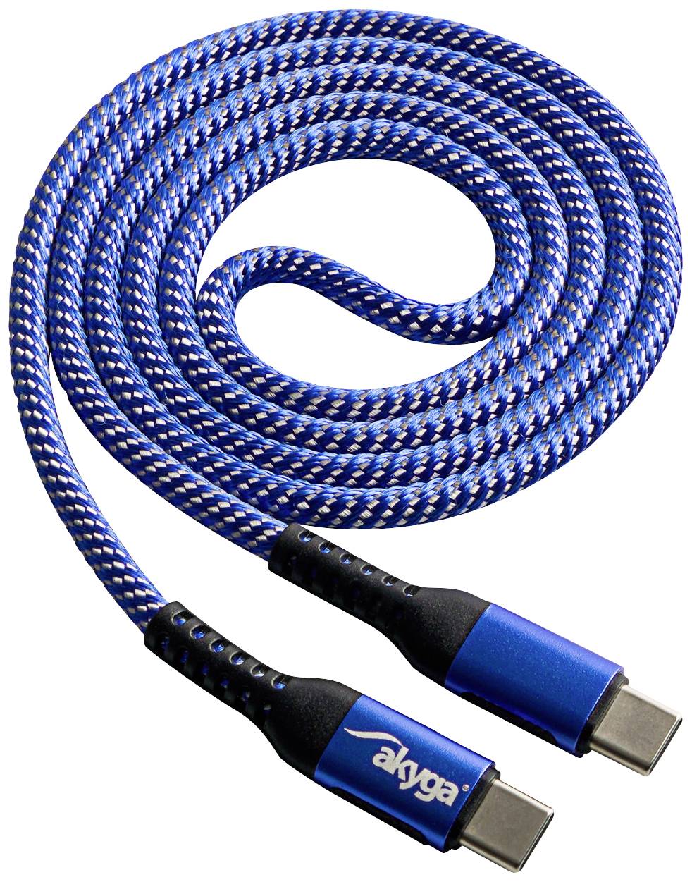 Akyga AK-USB-37 USB-kabel USB 2.0 USB-C stekker, USB-C stekker 1.00 m Blauw Slijtvast