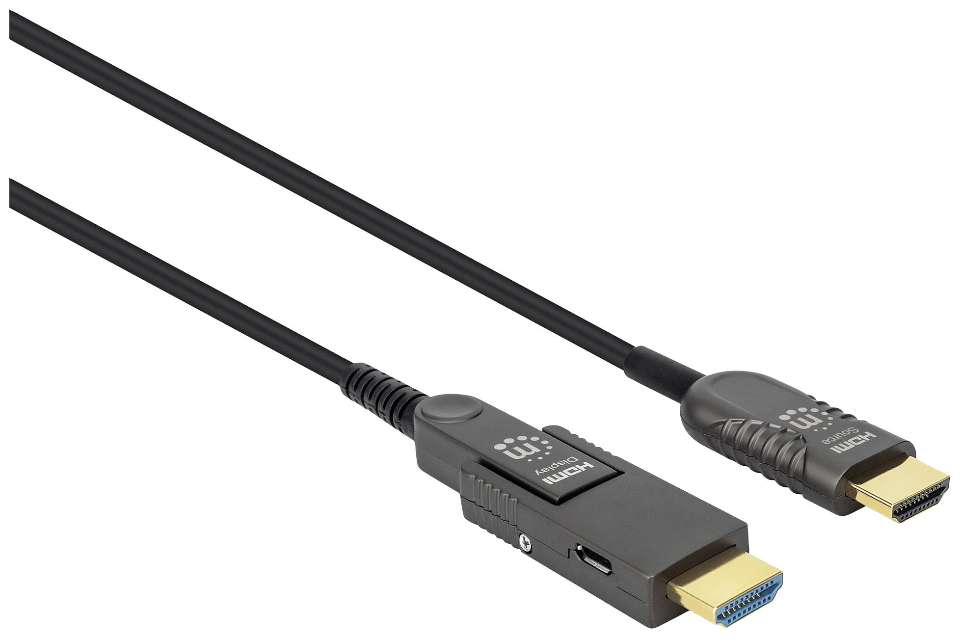 Manhattan 355513 HDMI-kabel HDMI Aansluitkabel HDMI-A-stekker, HDMI-micro-D-stekker 20 m Zwart 4K UHD