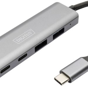 Digitus DA-70245 DA-70245 USB-hub 4 poorten USB-A USB 3.2 Gen2 10 GBit/s Met aluminium behuizing Donkergrijs Digitus DA-70245 DA-70245 USB-hub 4 poorten USB-A USB 3.2 Gen2 10 GBit/s Met aluminium behuizing Donkergrijs