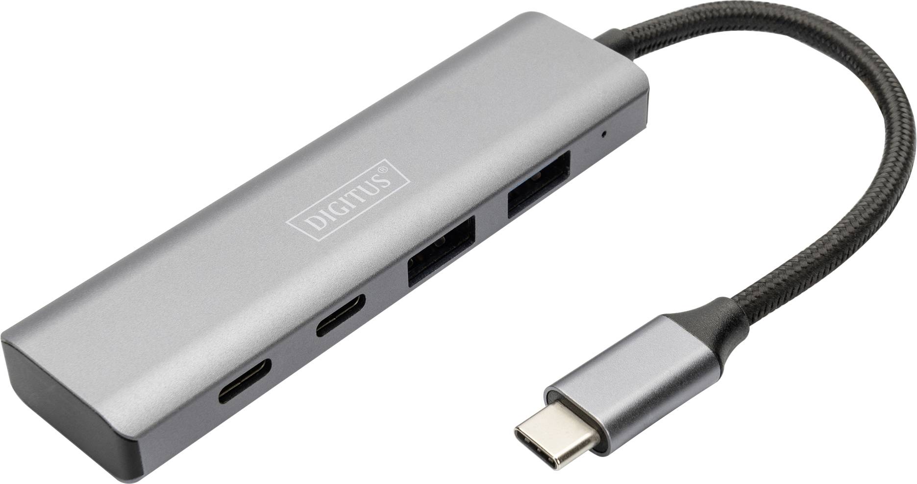 Digitus DA-70245 DA-70245 USB-hub 4 poorten USB-A USB 3.2 Gen2 10 GBit/s Met aluminium behuizing Donkergrijs