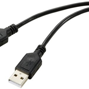 Renkforce RF-5771508 USB-kabel USB 2.0 USB-A stekker, USB-A stekker 1.00 m Zwart PVC-mantel