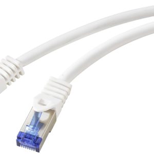Renkforce RF-5771522 RJ45 Netwerkkabel, patchkabel CAT 6A S/FTP 1.00 m Wit Halogeenvrij 1 stuk(s)