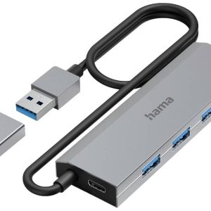 Hama 00200138 USB-hub 4 poorten USB-A USB 3.2 Gen1 5 GBit/s Met USB-C stekker Grijs Hama 00200138 USB-hub 4 poorten USB-A USB 3.2 Gen1 5 GBit/s Met USB-C stekker Grijs