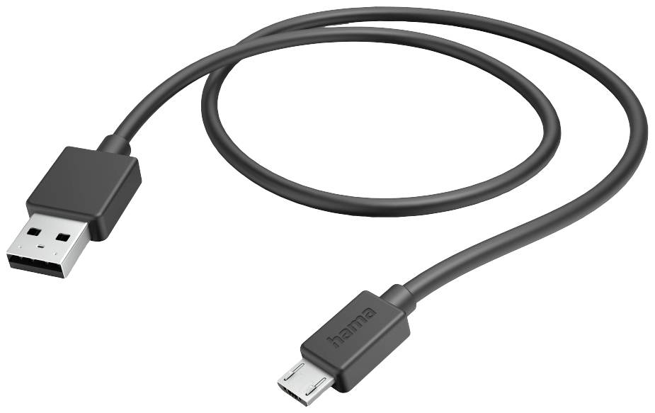 Hama 00201584 USB-laadkabel USB 2.0 USB-A stekker, USB-micro-B stekker 1.00 m Zwart PVC-mantel