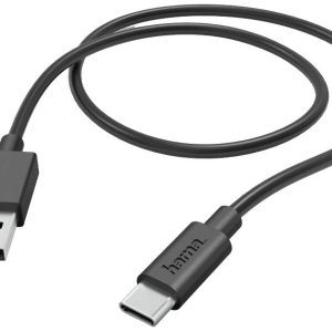 Hama 00201594 USB-laadkabel USB 2.0 USB-A stekker, USB-C stekker 1.00 m Zwart Met USB