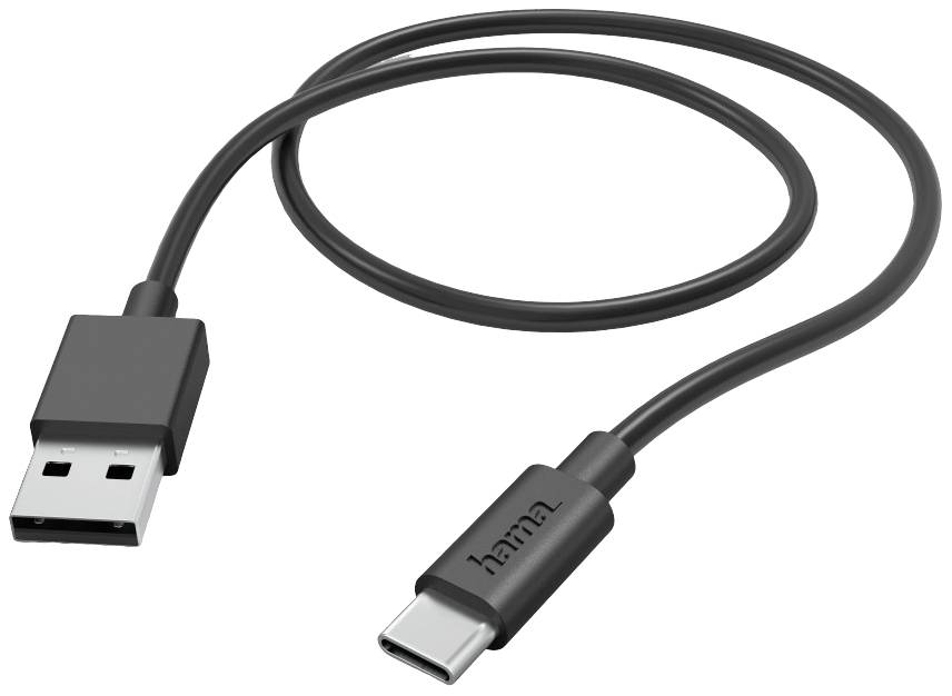 Hama 00201594 USB-laadkabel USB 2.0 USB-A stekker, USB-C stekker 1.00 m Zwart Met USB
