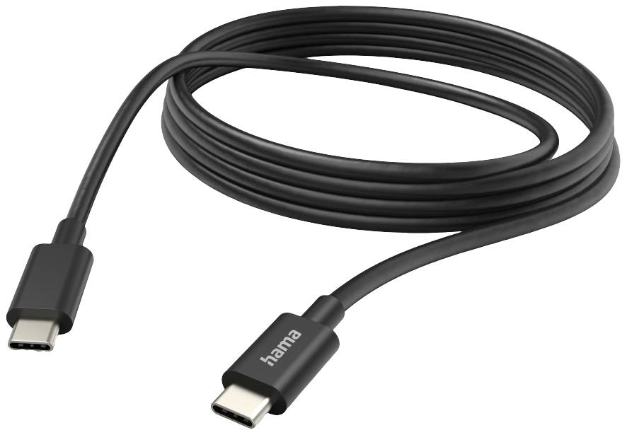 Hama 00201593 USB-laadkabel USB 2.0 USB-C stekker, USB-C stekker 3.00 m Zwart Torsievrij