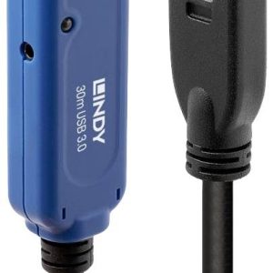 LINDY 43362 USB-kabel USB 3.2 Gen1 USB-A stekker, USB-A bus 30.00 m Zwart, Blauw