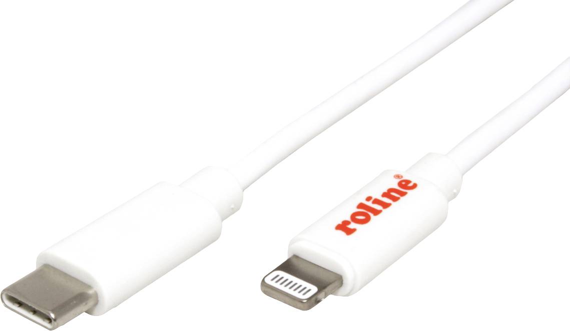 ROLINE USB type C Sync & Charge kabel voor Apple apparaten met 8pin-Connector, wit, 1 m
