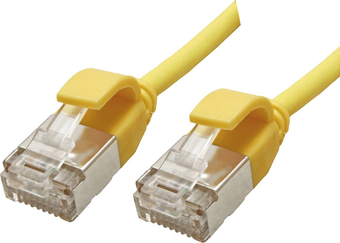ROLINE GREEN F/UTP DataCenter Patchkabel Cat.6A (Class EA), LSOH, extra dun, geel, 1 m