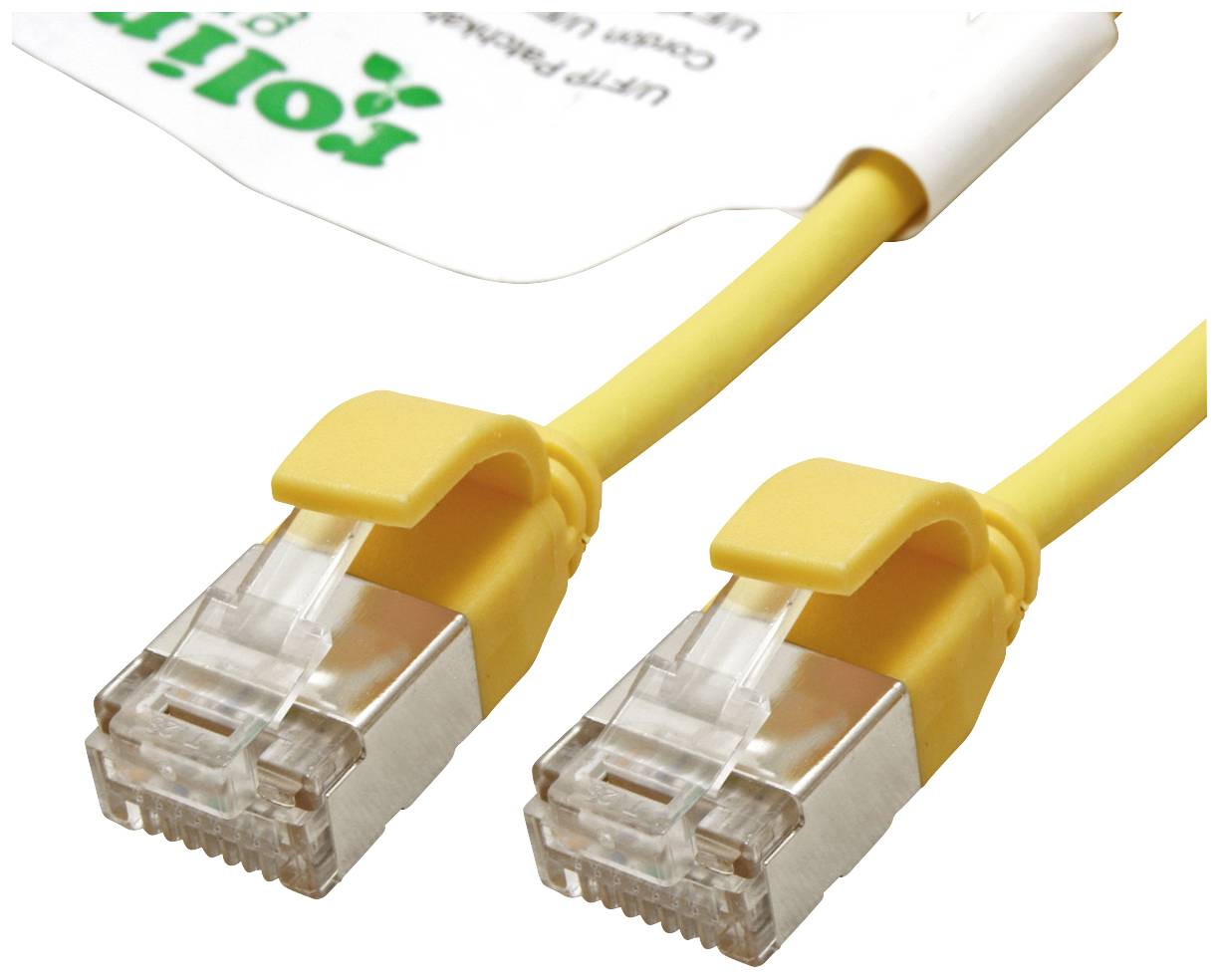 ROLINE GREEN F/UTP DataCenter Patchkabel Cat.6A (Class EA), LSOH, extra dun, geel, 2 m