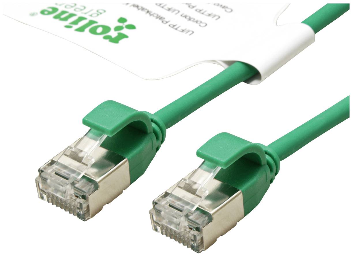 ROLINE GREEN F/UTP DataCenter Patchkabel Cat.6A (Class EA), LSOH, extra dun, groen, 0,15 m