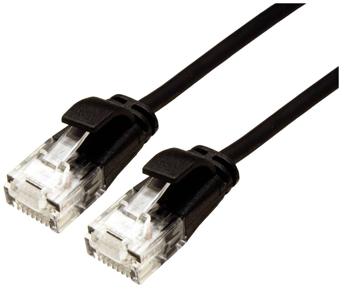 ROLINE GREEN UTP patchkabel Cat.6A (Class EA), LSOH, extra dun, zwart, 0,15 m