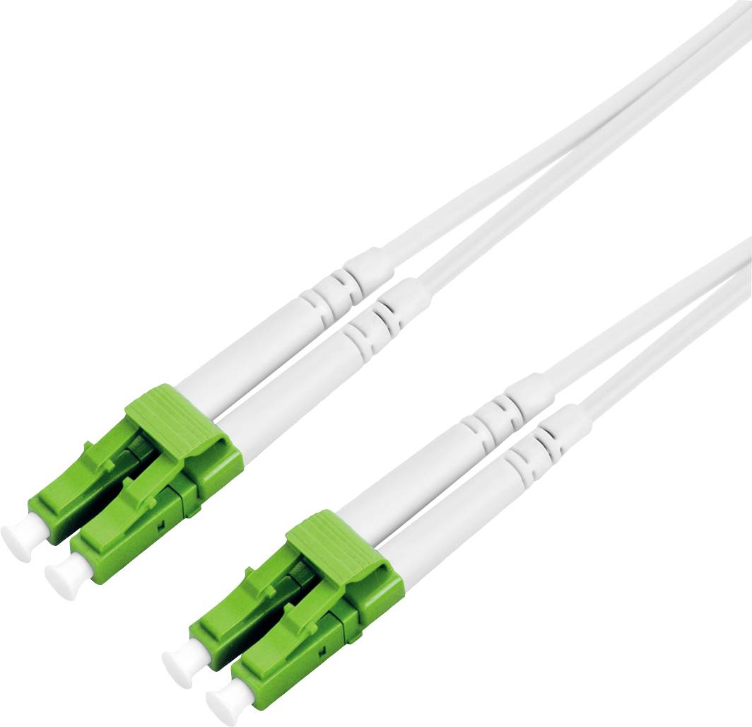 ROLINE glasvezelkabel duplex, 9/125µm OS2, LC/LC, APC, staal versterkt, LSOH , wit, 15 m