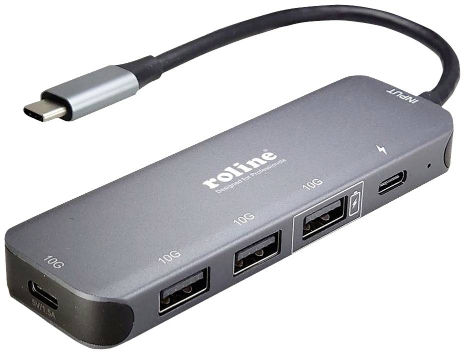 ROLINE USB 3.2 Gen 2 Hub, 4-voudig, Type-C aansluitkabel