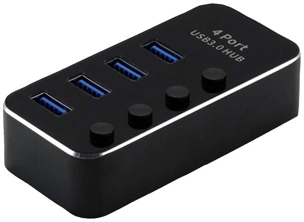 ROLINE USB 3.2 Gen 1 notebook hub, 4 poorten, individueel schakelbaar, zwart