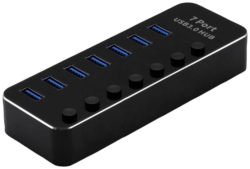 ROLINE USB 3.2 Gen 1 notebook hub, 7 poorten, individueel schakelbaar