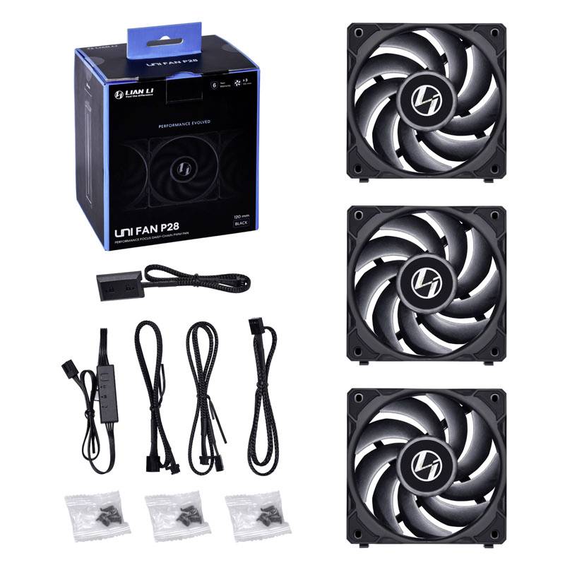 Lian Li UNI FAN P28 PC-ventilator Zwart (b x h x d) 120 x 120 x 28 mm
