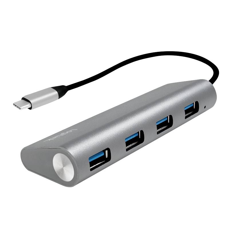 LogiLink UA0309 UA0309 USB-hub 4 poorten USB-A USB 3.1 Gen1 5 GBit/s Met USB-C stekker Grijs