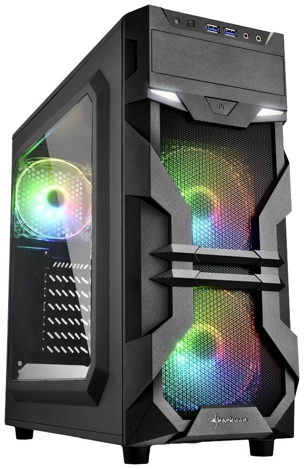 Sharkoon Sharkoon VG7-W RGB - Tower - ATX - Seitenteil mit Fenster (Acryl) Midi-tower PC-behuizing Zwart